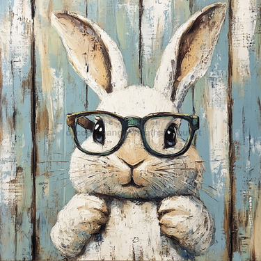 Easter Sign, Bunny in Glasses,, DCO-12634, Sign For Wreath, 10x10